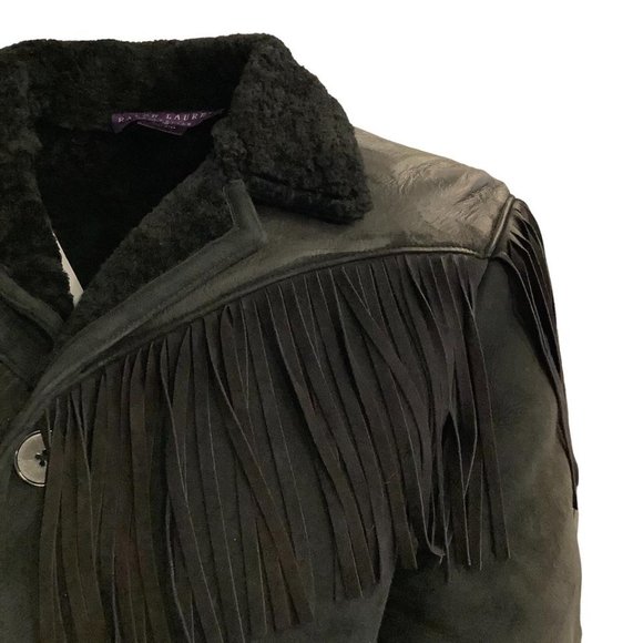 Ralph Lauren Collection Black Shearling with Fringe Jacket - Picture 4 of 5